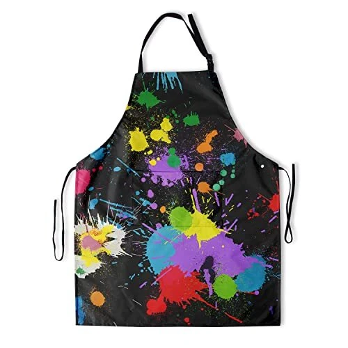 Artist Apron with 2 Pockets Adjustable Neck Colorful Painting Smocks for  Wome