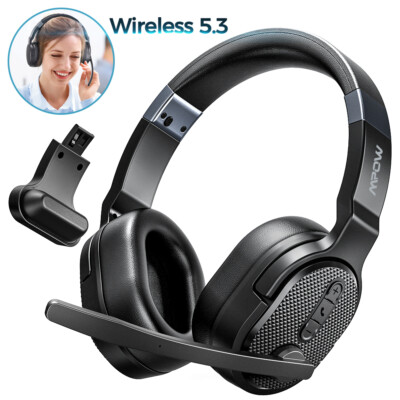 #ad Bluetooth Headsets Over Ear Headphone Detachable Earpad Single Dual for Office $47.99