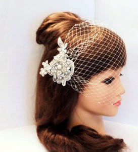 Birdcage Veil Wedding Veil Gatsby Hairclip 3d Crystal Fascinator