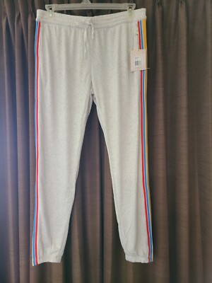 PJ SALVAGE Sun Out Stripe Leg Lounge Pajama Pants sz L Cloud Fleece RYSOP2, NEW