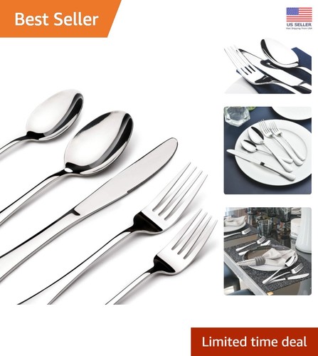 Heavy-Duty 40-Piece Flatware Set for 8 with Steak Knives - Gift-Ready Packaging