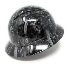 Black Skull Full Brim Hard Hat with with Fas-trac Suspension with Air Flow Vents