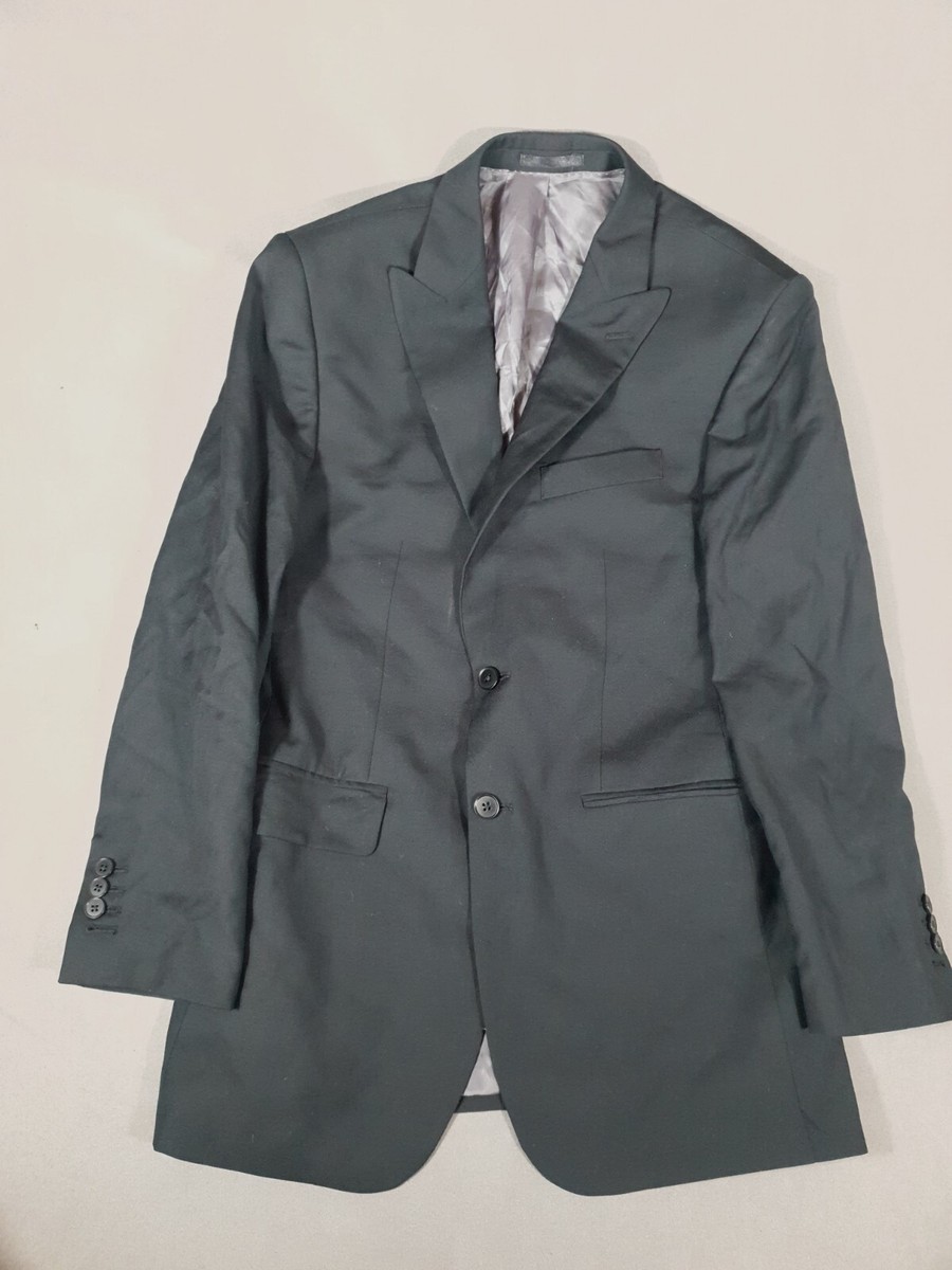 Charles Tyrwhitt Jacket Mens 38R Black Suit Blazer Peak Smart Slim