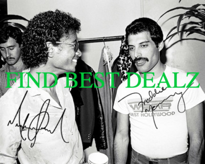  FREDDIE MERCURY QUEEN & MICHAEL JACKSON Signed Autograph Photo Reprint 8x10