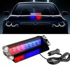 Auto KFZ 8 LED Rot & Blau Polizeiwagen LKW Armaturenbrett Warnung Blitzlicht DHL