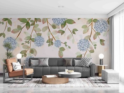 3D Flowers Leaves Flora Watercolor Wallpaper Wall Murals Removable Wallpaper