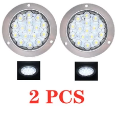 2pcs 16 LED White 4 Inch Round Backup Reverse Tail Lamp Lights For Truck Trailer