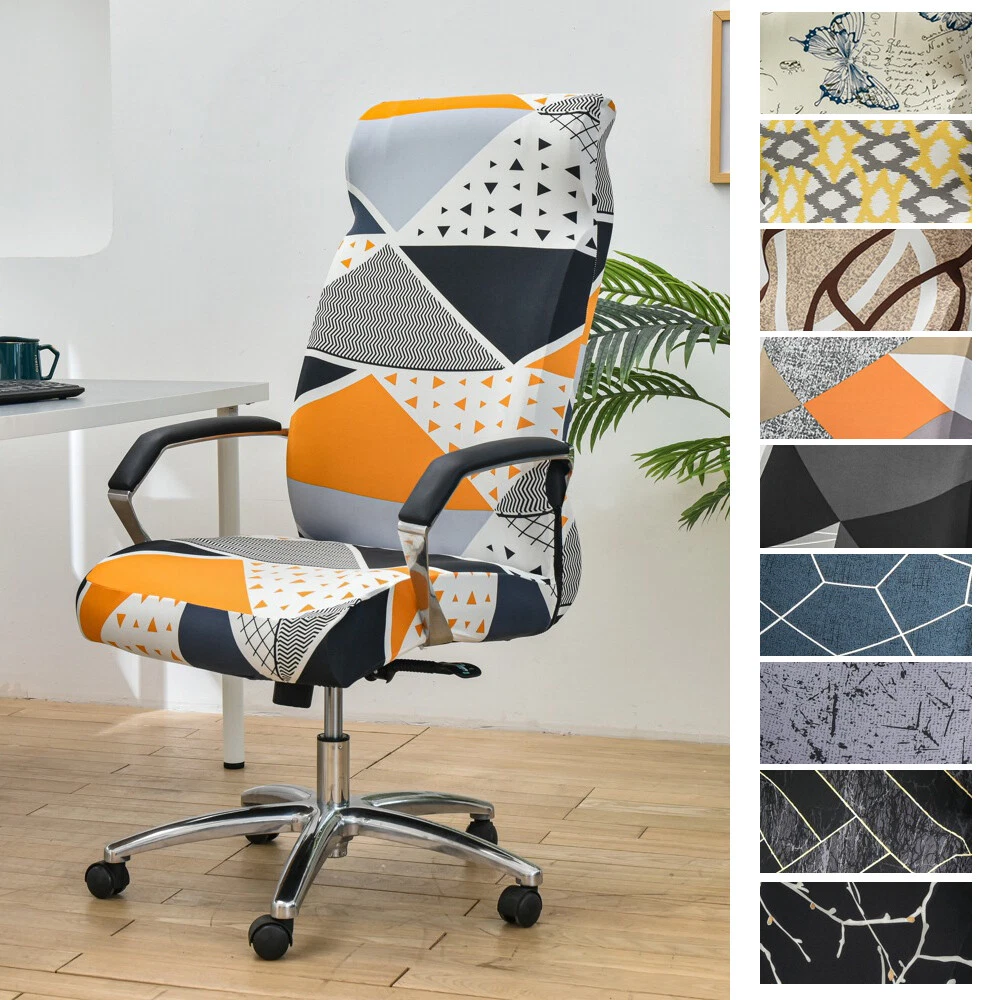 Stretch Computer Chair Cover with Arms Floral Office Slipcover