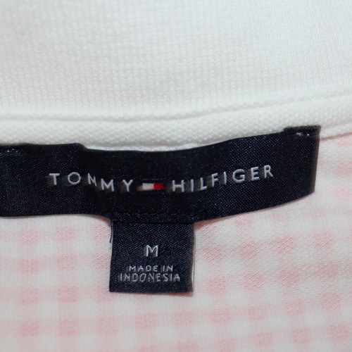 TOMMY HILFIGER Woman (M) Short Sleeve Polo Shirt Pink & White Check White Collar - Picture 3 of 3