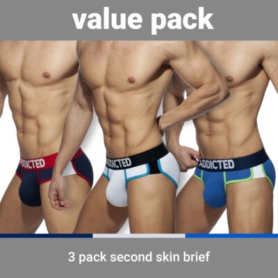 ADDICTED SECOND SKIN 3 PACK SPORTS BRIEF AD SEXY UNDERWEAR AD897P