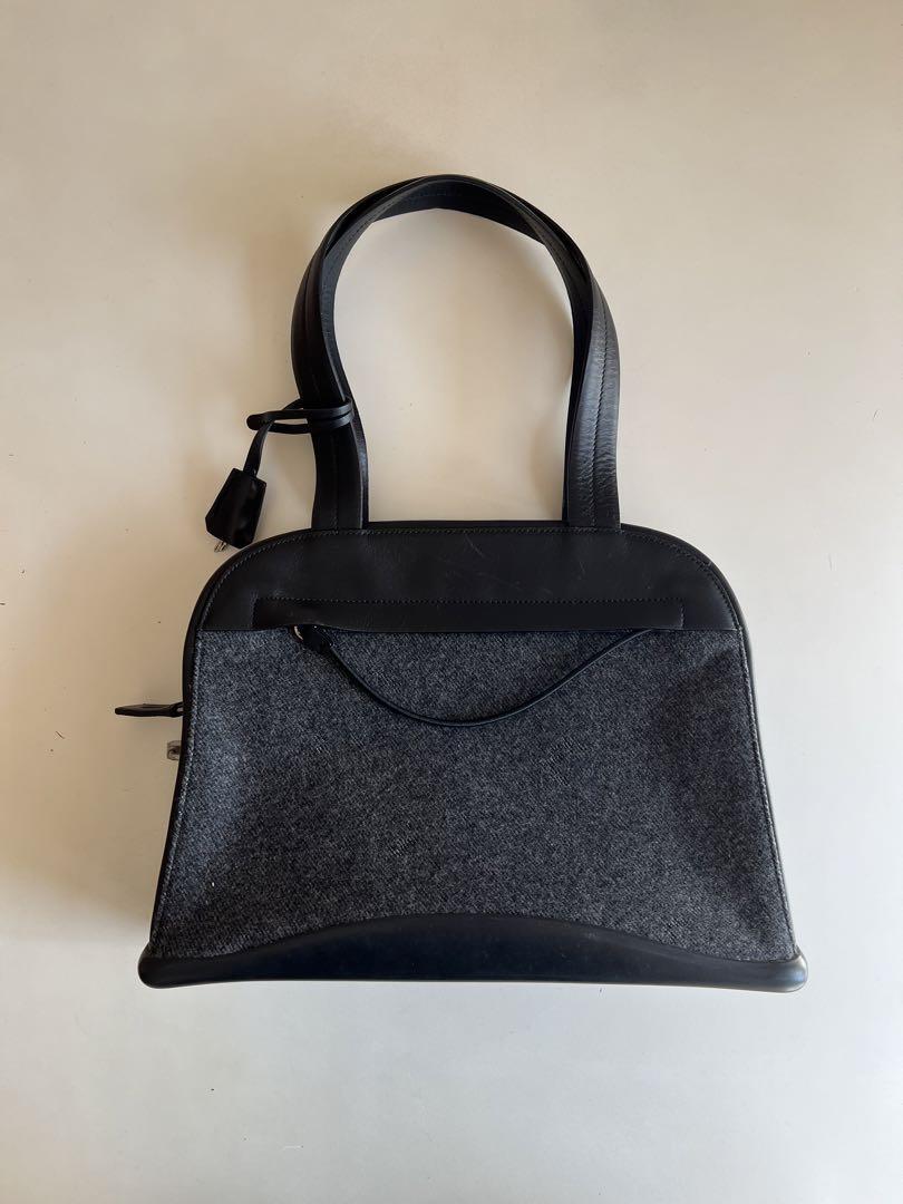 PRADA Sports archive 1999FW WooL Handbag Gray Black Leather PRADA Sports archive 1999FW WooL Handbag Gray Black Leather