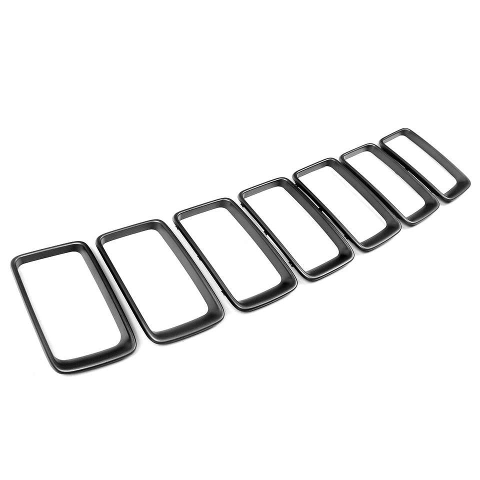 7X Front Grille Mesh Ring Insert Cover For Jeep Grand Cherokee 2014-16 Matte Blk Foto 3 de 4