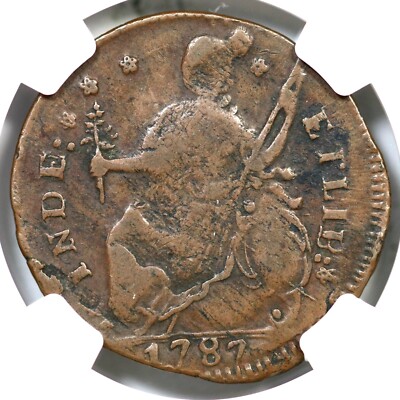 1787 M 33.38-Z.1 NGC VF 25 Draped Bust Left Connecticut Colonial