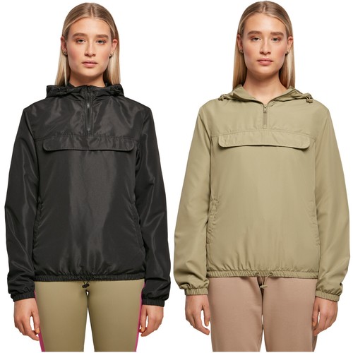 Urban Classics Ladies Recycled Basic Pull Over Jacket Half Zip Chest Pocket