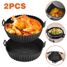 2 Pcs Air Fryer Silicone Pot Basket Liners Non-Stick Safe Oven Baking Tray Mat