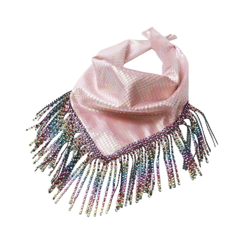 Fringed Bandana Party Bandanas Rhinestones Square Scarf Headwear for