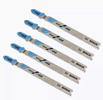 Bosch Professional T 118 B | 5 x Stichsägeblatt für gerade Schnitte in Metall