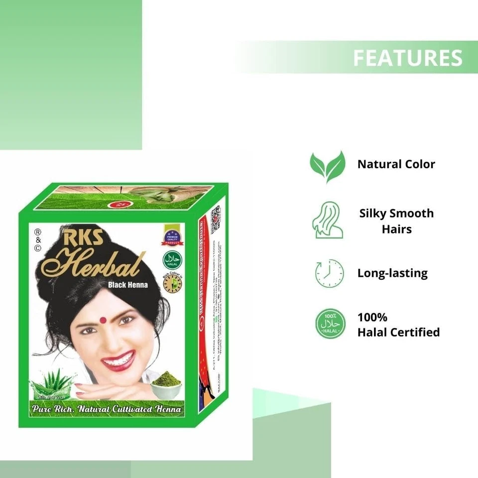 RKS Henna a base de hierbas Mehendi para cabello mujeres y hombres | Henna natural Mehendi para cabello Foto 3 de 4