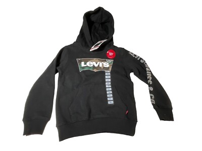 Levi s Toddler Boys Fleece Hoodie Sweatshirt Size 4 Black W/Camo New