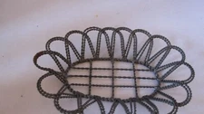 Metal Twisted Wire Basket Bowl Black Vintage Oval 7 x 5 1/4 x 1 Small Rustic