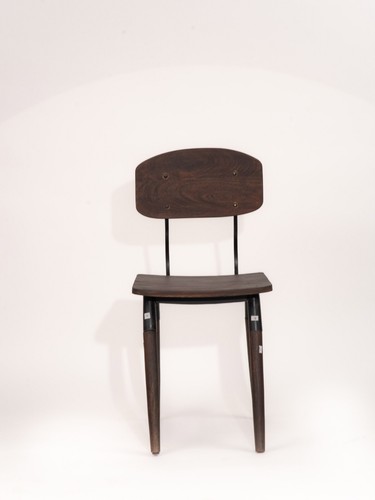 Silla rectangular negra hecha a mano ecológica vintage de madera de acacia y hierro nogal - Imagen 3 de 8
