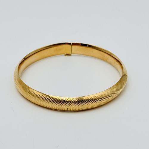 EG 14k Yellow Gold Etched Bangle Bracelet Dominican Republic 7.6gr Sz 7.4” 19cm - Picture 14 of 18