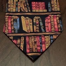 Vintage Steven Harris Bookshelf Print Men’s Neck Tie