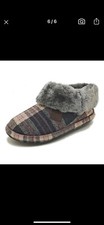 New Women s Plaid Brown And Pink Bootie Slippers