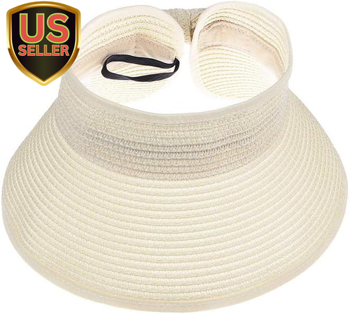 Kids Summer Roll up Sun Visor Hat Wide Brim Straw Teens Beach Hat Cap Sun Hats w