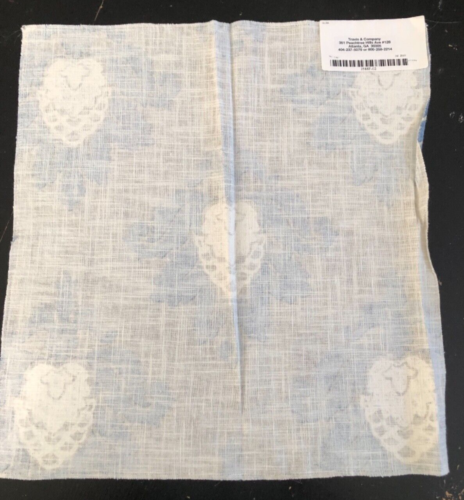 JANE CHURCHILL Bruton Damask in Blue, Beige 16 1/2 x 17 1/4" Fabric Sample - Picture 4 of 4
