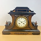 Mantle Clock ANTIQUE JAPY FRERE Chiming Mech. 14" French Wooden Case Req. Refurb