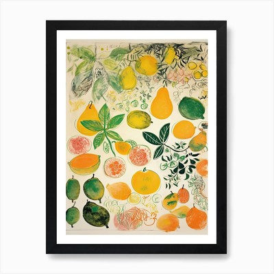 Ugli Obst Zeichnung 2 Kunstdruck gerahmt Wandbild Poster Leinwanddruck Bild