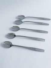 International ROSEBUD Stainless Rogers Flatware 5 pc Long Iced Teaspoons