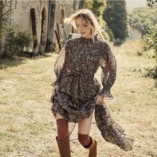 Doen Sonoma Dress Wild Berry Thicket Floral Cotton Rare XS Cottagecore