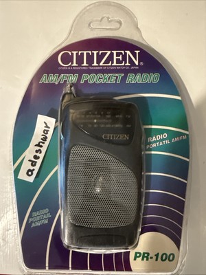 Vintage CITIZEN  AM FM Pocket Radio Model PR-100 NEW High Performance Speaker