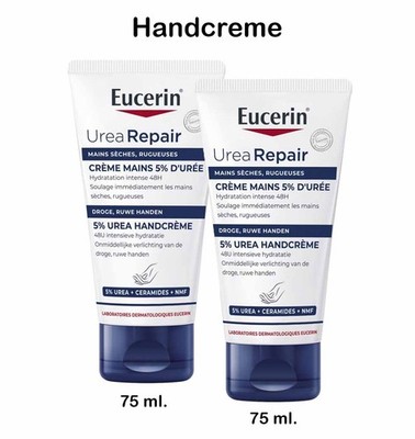 2 x EUCERIN @75 ml. Handcreme Urea Repair 5 % - MHD 2027 Feuchtigkeit Handcream