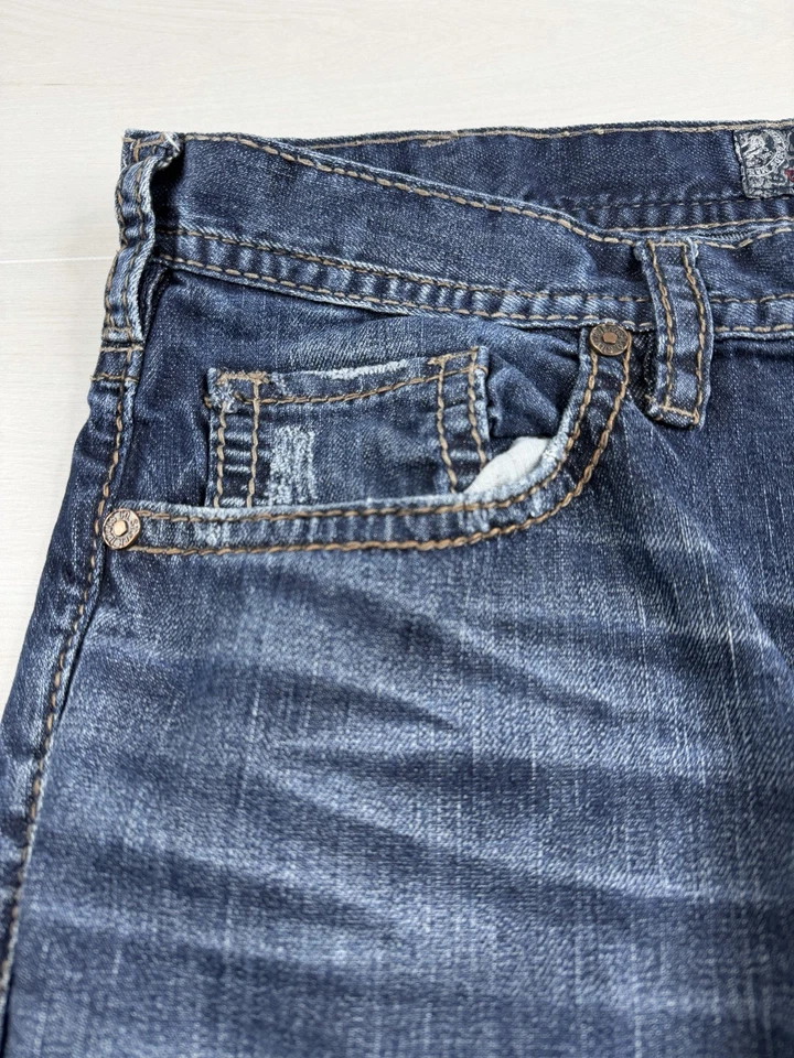 Pantalones de mezclilla plateados Craig Bootcut Western Cowboy EMC elásticos desgastados para hombre 38x34 Foto 4 de 4