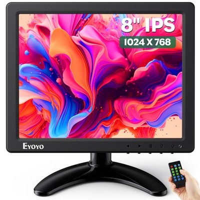 Eyoyo 8-Zoll-Klein Monitor,PC,Raspberry Pi,CCTV Video HDMI VGA AV BNC Display