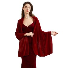 Women's Velvet Shawl and Wrap for Wedding Bridal Bridesmaid Outwear Wine Red