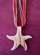Hand Blown Glass Large 2 1/2  Starfish Pendant Necklace New Without Tag