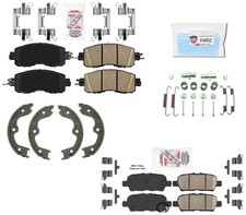 AmeriBRAKES Ceramic Pads Hardware For 14-2021 Altima with Manual Parking Brake