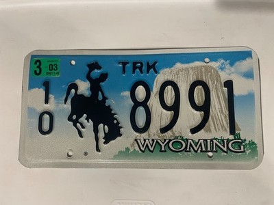 WYOMING LICENSE PLATE MARCH 2003 TRUCK 10 8991