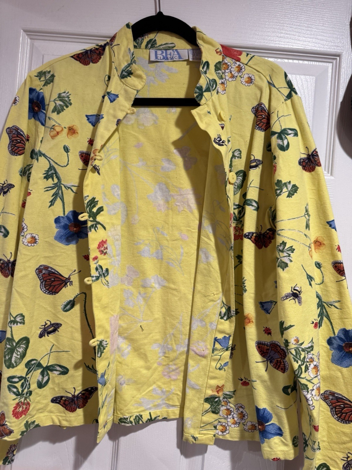 BFA Classics Yellow Floral Button Jacket Size Lar… - image 5