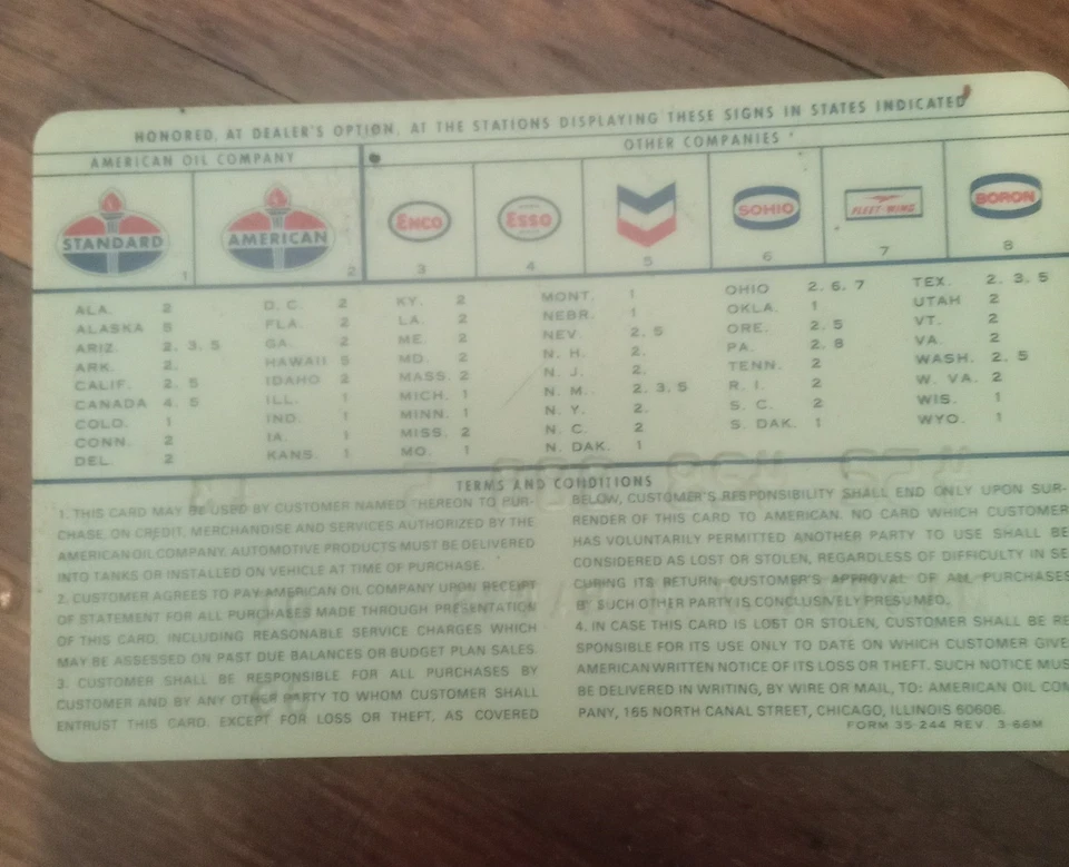 Lot of 2-1969 1970 AMERICAN OIL COMPANY VINTAGE CREDIT CARD - Image 3 of 3