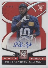 2014 Panini Elite Rookie Status Red Die-Cut 49/49 Paul Richardson #176 Auto 0b2