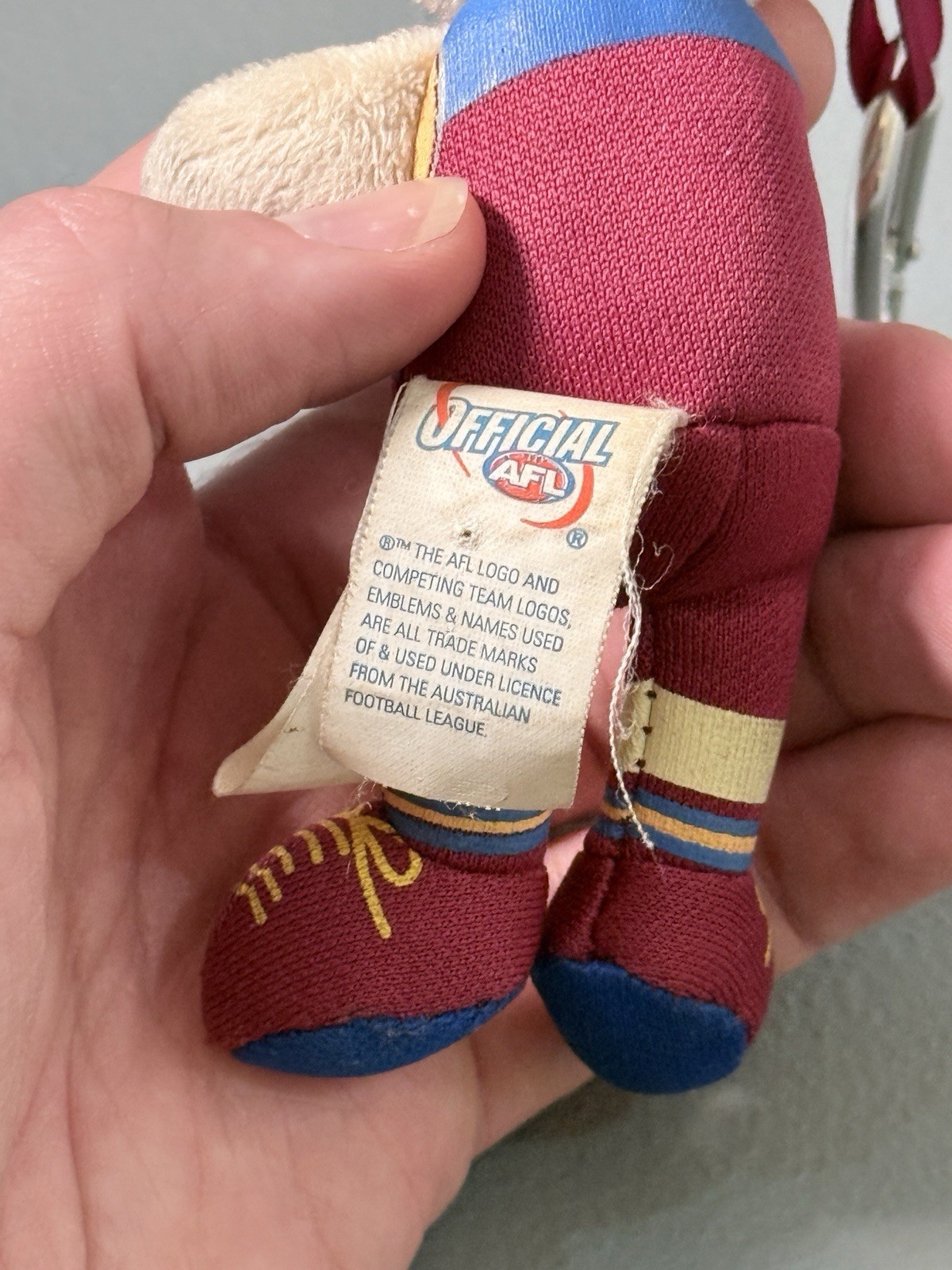 AFL Brisbane Lions Mini Plush Bear Keyring Clip-On With Carabiner & Strap image 7