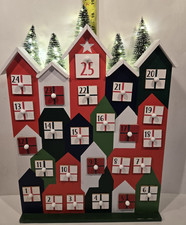 Wooden Advent Calendar House 25 Opening Doors 14.5 in Tall Holiday Christmas