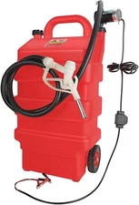 Portable 16 Gallon 60L Fuel Caddy Tank with 12V DC Electric Transfer Pump Red