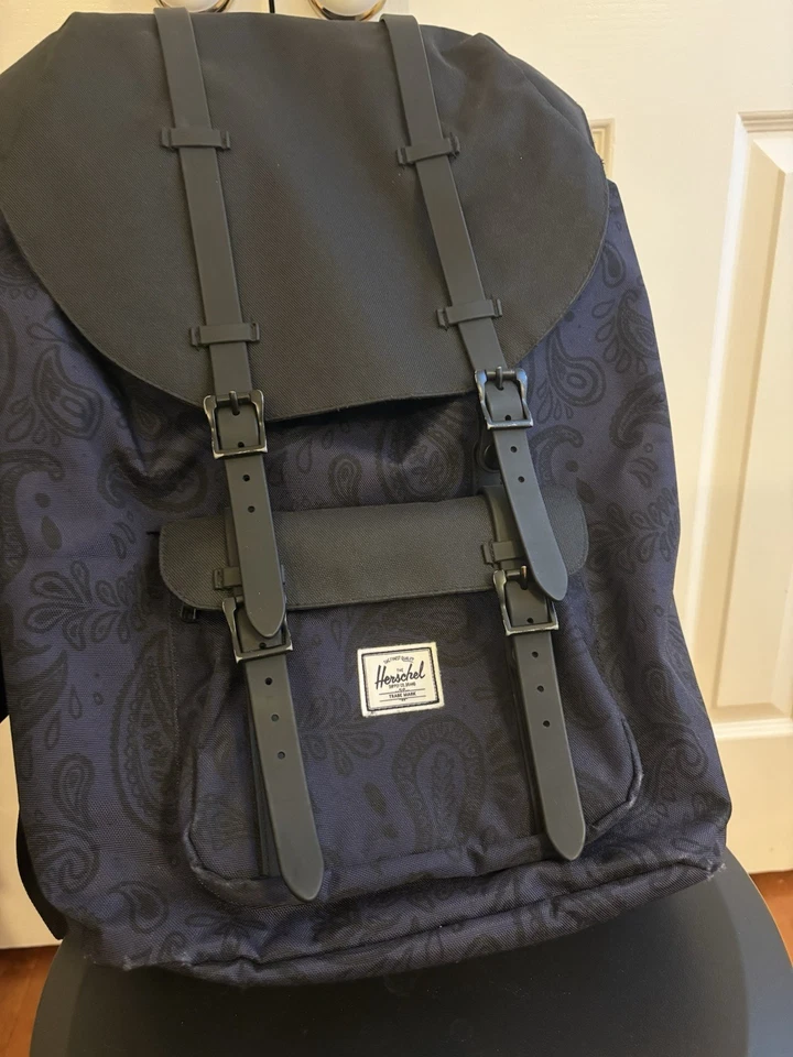 Herschel Little America Backpack Paisley Peacoat Navy Blue (Rare Color) - Image 3 of 4