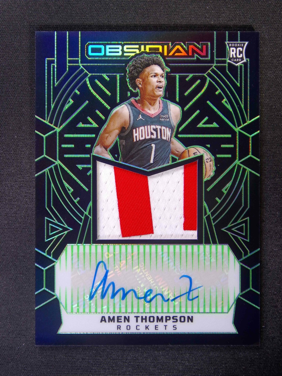 2023-24 Panini Obsidian Amen Thompson #240 RC Rookie Patch Auto RPA Green /25